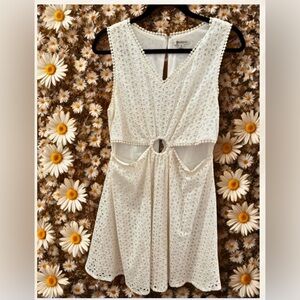 Versona Cut Out White Eyelet Dress
